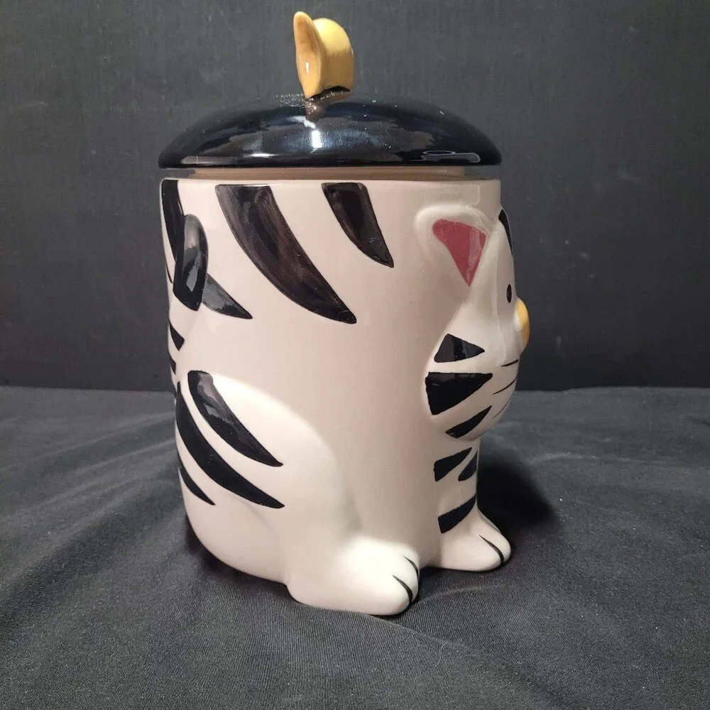 Share Home Accents Ceramic Cat with Goldfish Treat Jar Canister 8